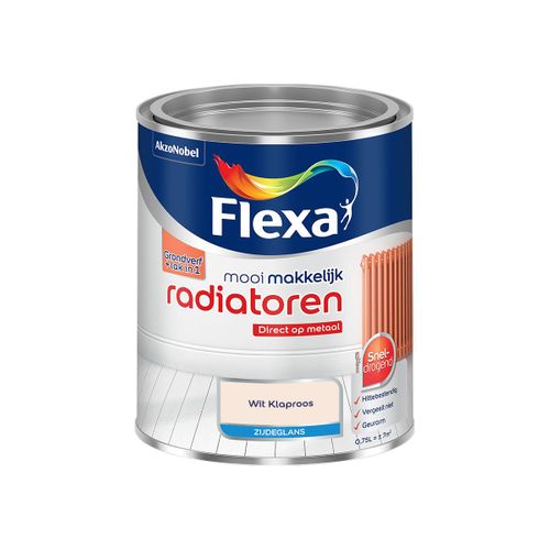 Flexa  Mooi Makkelijk Radiatoren Zijdeglans - Wit Klaproos - Meng - 750 Ml