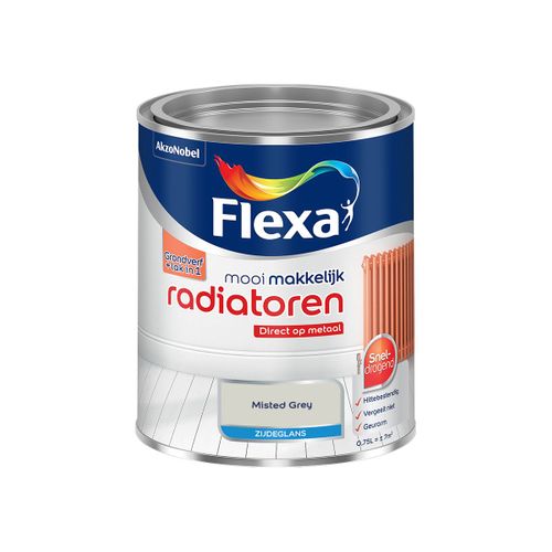 Flexa  Mooi Makkelijk Radiatoren Zijdeglans - Misted Grey - 750 Ml