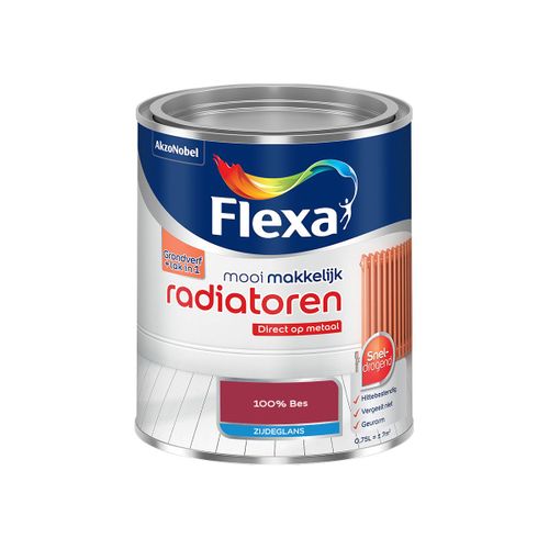 Flexa  Mooi Makkelijk Radiatoren Zijdeglans - 100% Bes - Meng - 750 Ml