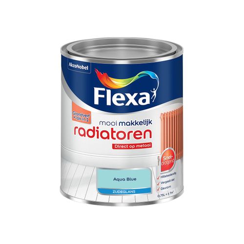 Flexa  Mooi Makkelijk Radiatoren Zijdeglans - Aqua Blue - 750 Ml