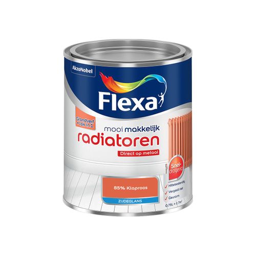 Flexa  Mooi Makkelijk Radiatoren Zijdeglans - 85% Klaproos - Meng - 750 Ml