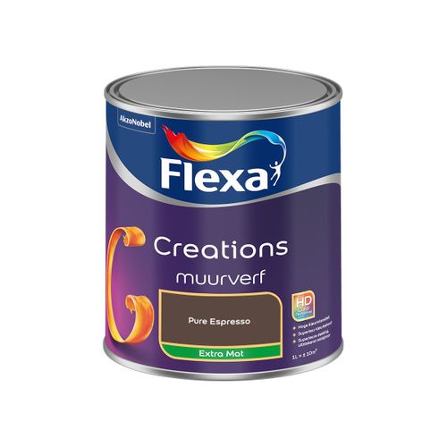 Flexa  Creations Muurverf Extra Mat - Pure Espresso - 1 L