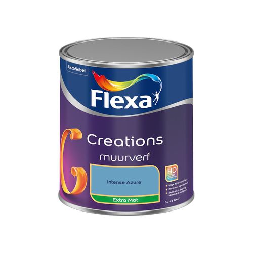 Flexa  Creations Muurverf Extra Mat - Intense Azure - 1 L