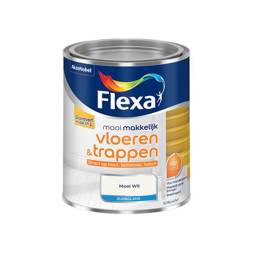 Flexa  Mooi Makkelijk Vloeren & Trappen Zijdeglans - Mooi Wit - 750 Ml