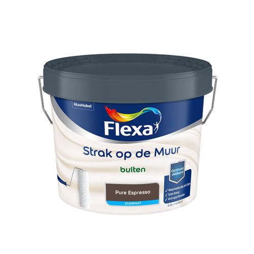 Flexa  Strak Op De Muur Buiten Zijdemat - Pure Espresso - 2,5 L