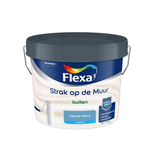 Flexa  Strak Op De Muur Buiten Zijdemat - Intense Azure - 2,5 L