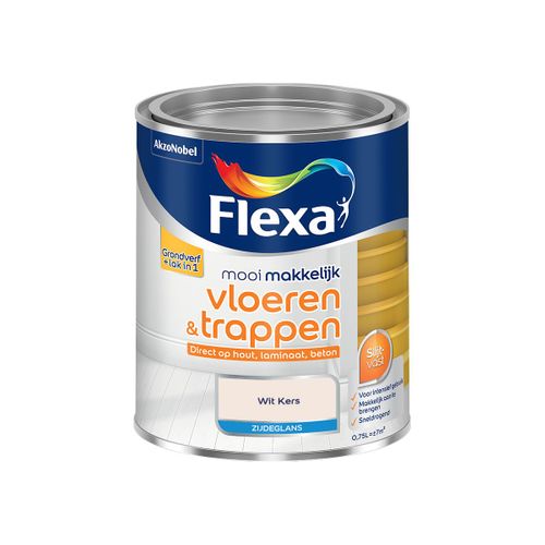 Flexa  Mooi Makkelijk Vloeren & Trappen Zijdeglans - Muurverf - Wit Kers - Meng - 750 Ml