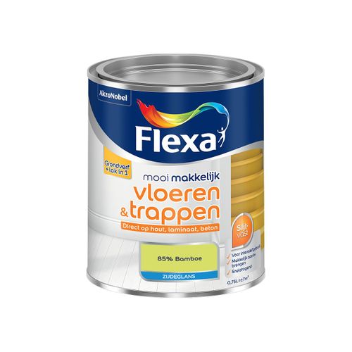 Flexa  Mooi Makkelijk Vloeren & Trappen Zijdeglans - Muurverf - 85% Bamboe - Meng - 750 Ml