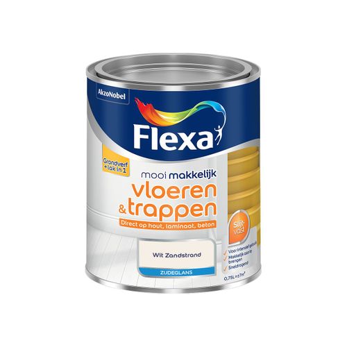 Flexa  Mooi Makkelijk Vloeren & Trappen Zijdeglans - Muurverf - Wit Zandstrand - Meng - 750 Ml