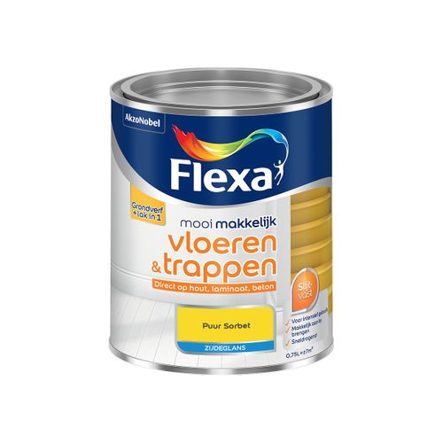 Flexa  Mooi Makkelijk Vloeren & Trappen Zijdeglans - Muurverf - Puur Sorbet - Meng - 750 Ml