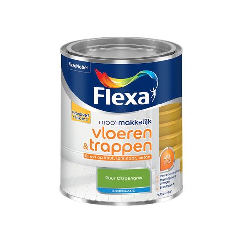 Flexa  Mooi Makkelijk Vloeren & Trappen Zijdeglans - Muurverf - Puur Citroengras - Meng - 750 Ml