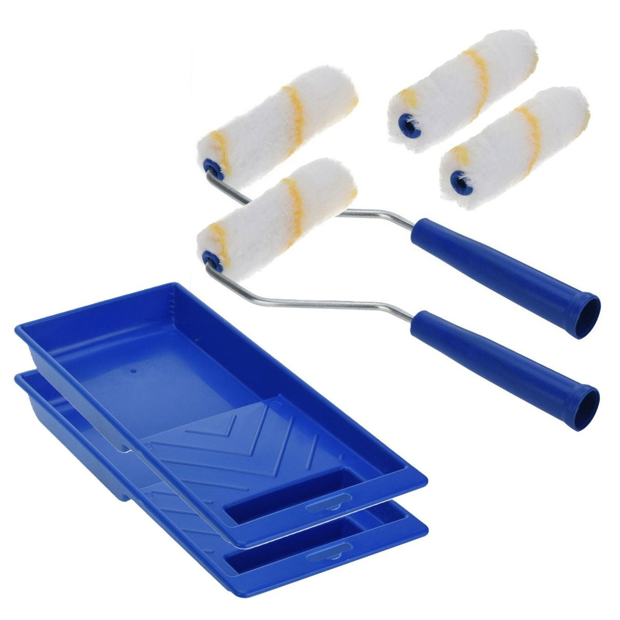 FX Tools Verfrollers set 8 delig - 1 houders/2 rollen van 10 cm/lekbak - Schilderen - voordelig -