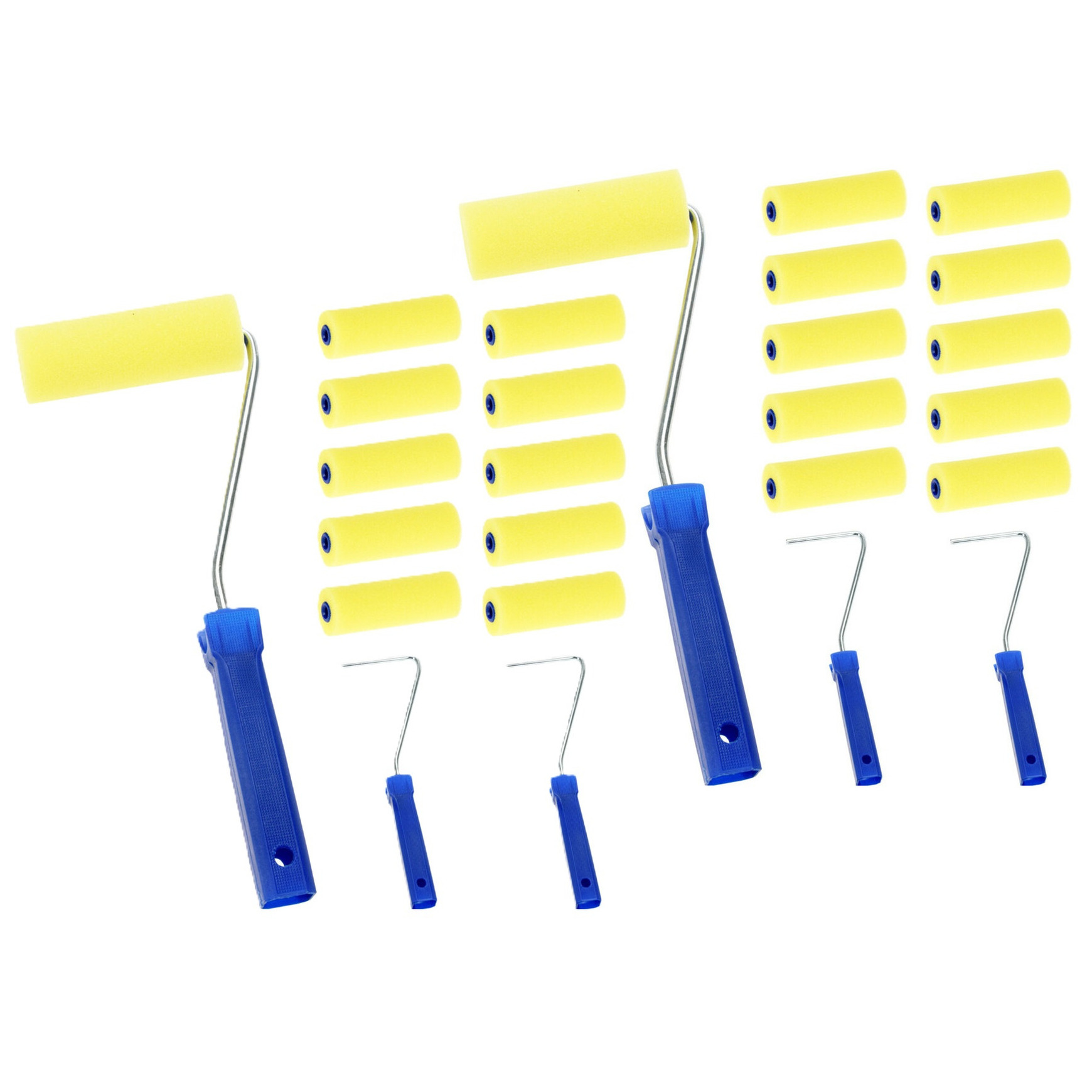 FX Tools Verfrollers set 24 delig - 4 houders/20 rollen van 10 cm - Voordeelrollers -