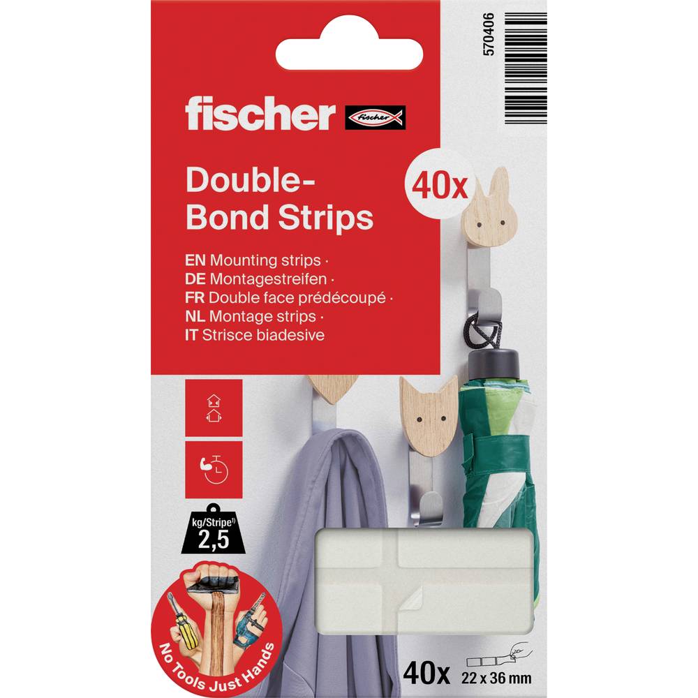 Fischer Double-Bound 570406 Zelfklevende pads 40 stuk(s)