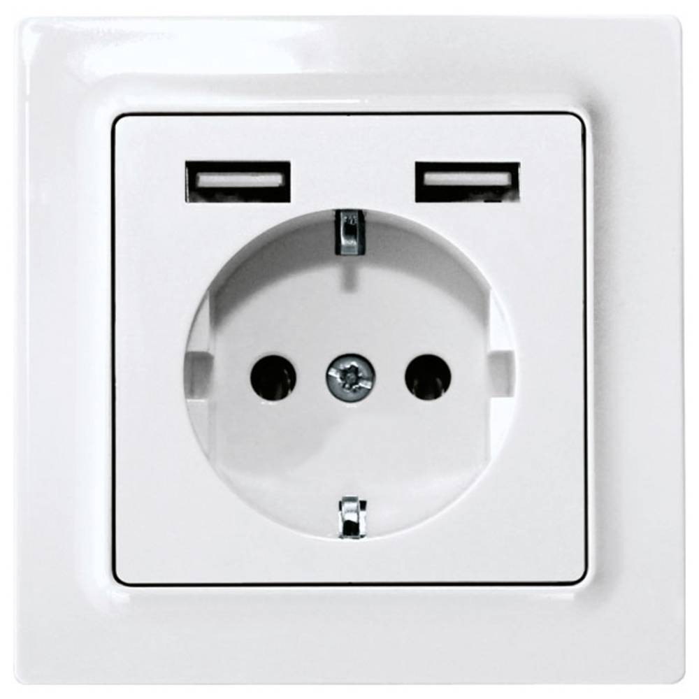 Eltako 30055892 Wandcontactdoos met randaarde Inzetstuk Polar-wit, Zuiver wit (RAL 9010)