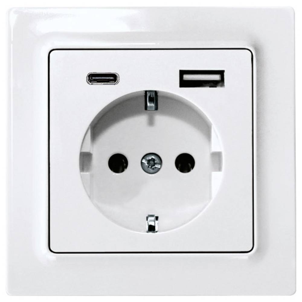 Eltako 30055901 Wandcontactdoos met randaarde Inzetstuk Polar-wit, Zuiver wit (RAL 9010)
