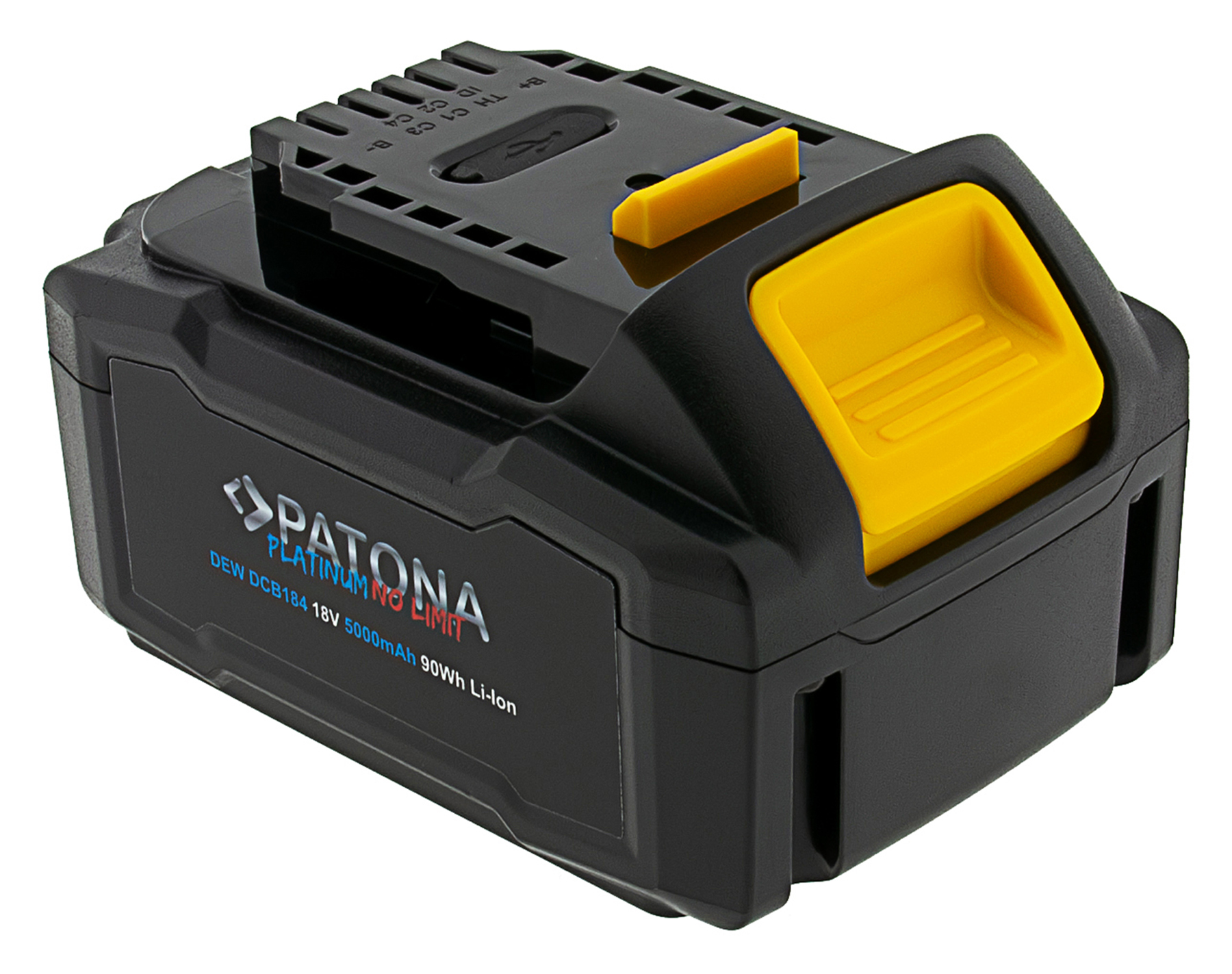 Patona Accu 18V voor Dewalt XR serie - model DCB184 - met USB-C PD65W in- en output - 5000mAh