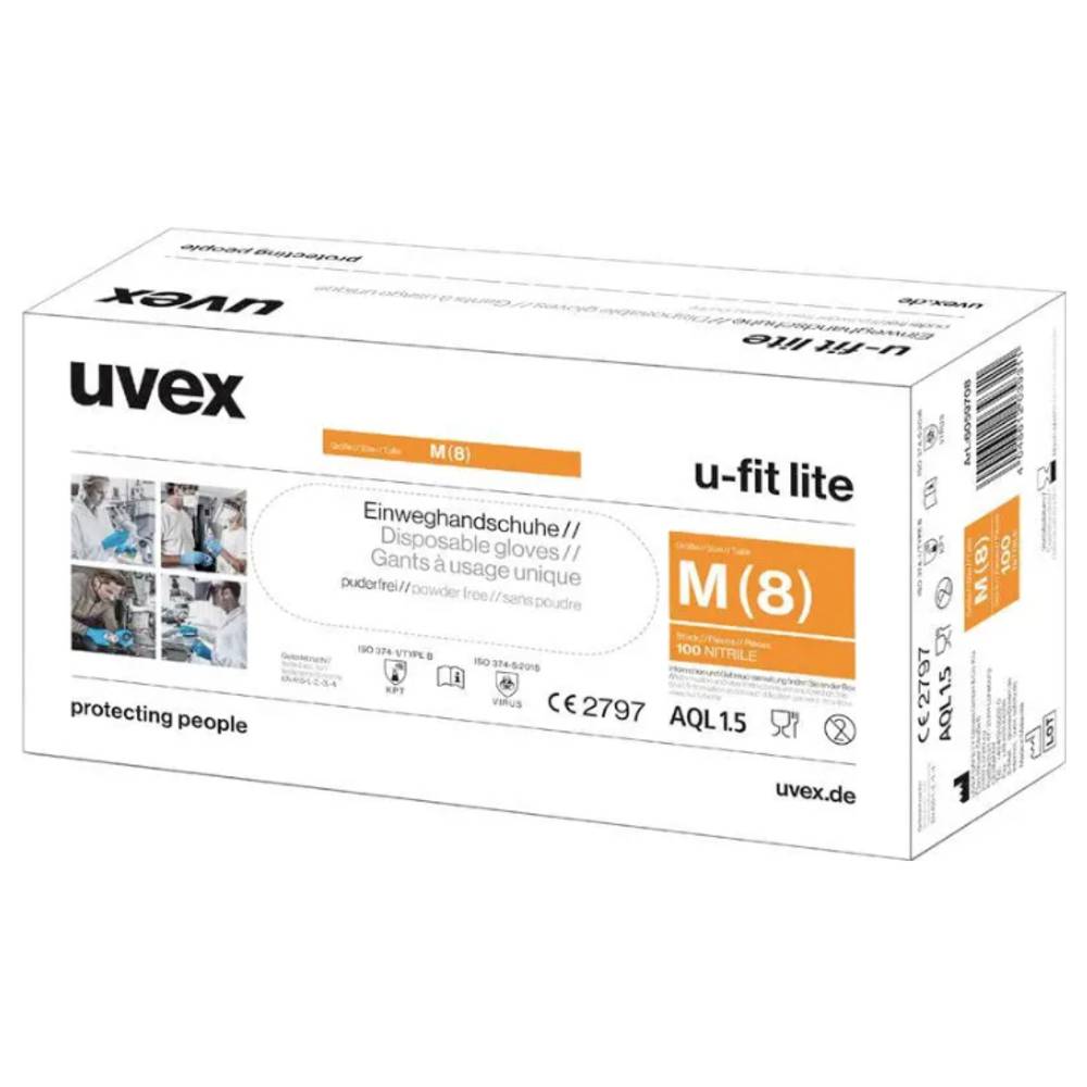 Uvex u-fit lite 6016809 Wegwerphandschoen 100 stuk(s) Maat (handschoen): L EN 420:2003+A1:2009, EN 374-1:2016+A1:2018, EN 374-5:2016, EN 374-4