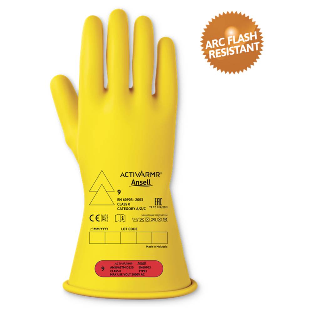 Ansell ActivArmr RIG011Y120 Natuurlatex Elektricienhandschoen Maat (handschoen): 12 EN 21420:2020, EN 60903 1 paar