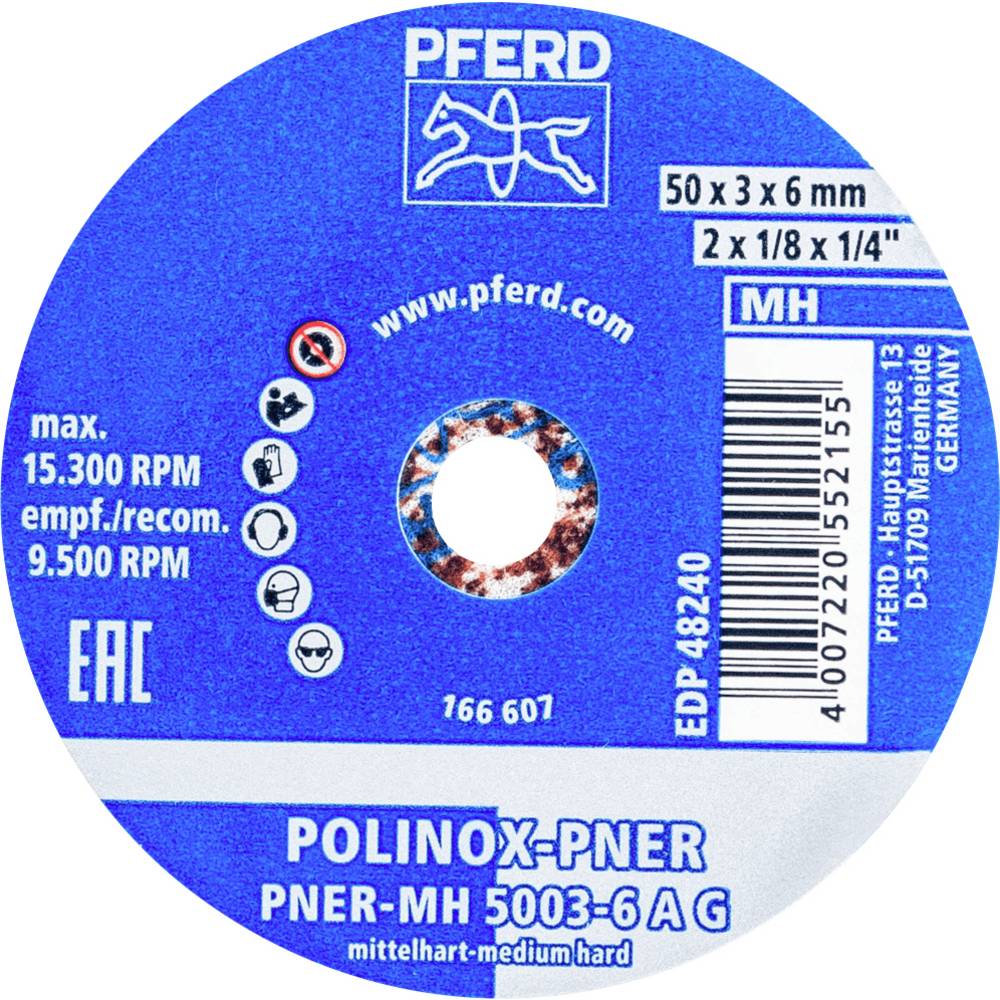 PFERD 47700208 PAARD POLINOX geperste vlies-wiel PNER Ø 50x3 mm boring-Ø 6 mm middelhard A grof voor finish  50 mm 10 stuk(s)