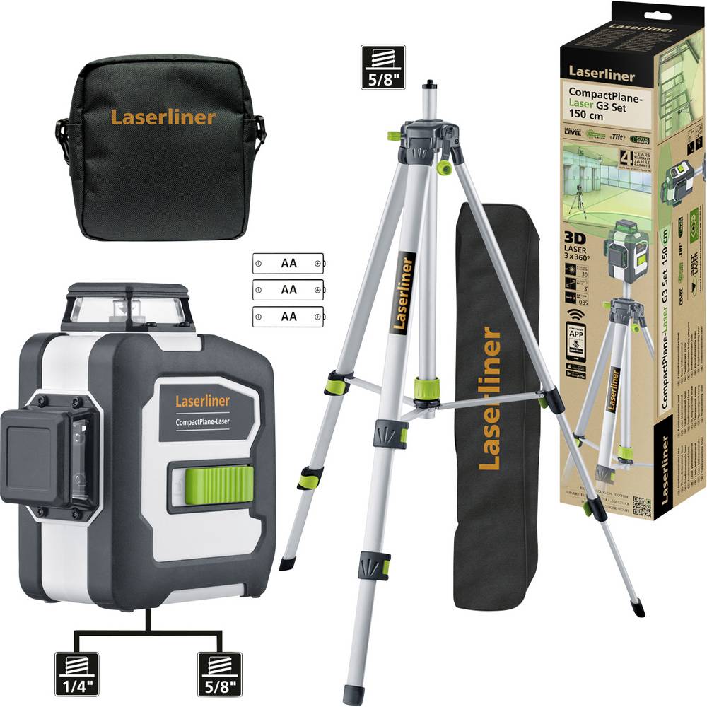 Laserliner CompactPlane-Laser 3G Set 150 3D-laser Incl. tas, Incl. statief Reikwijdte (max.): 30 m