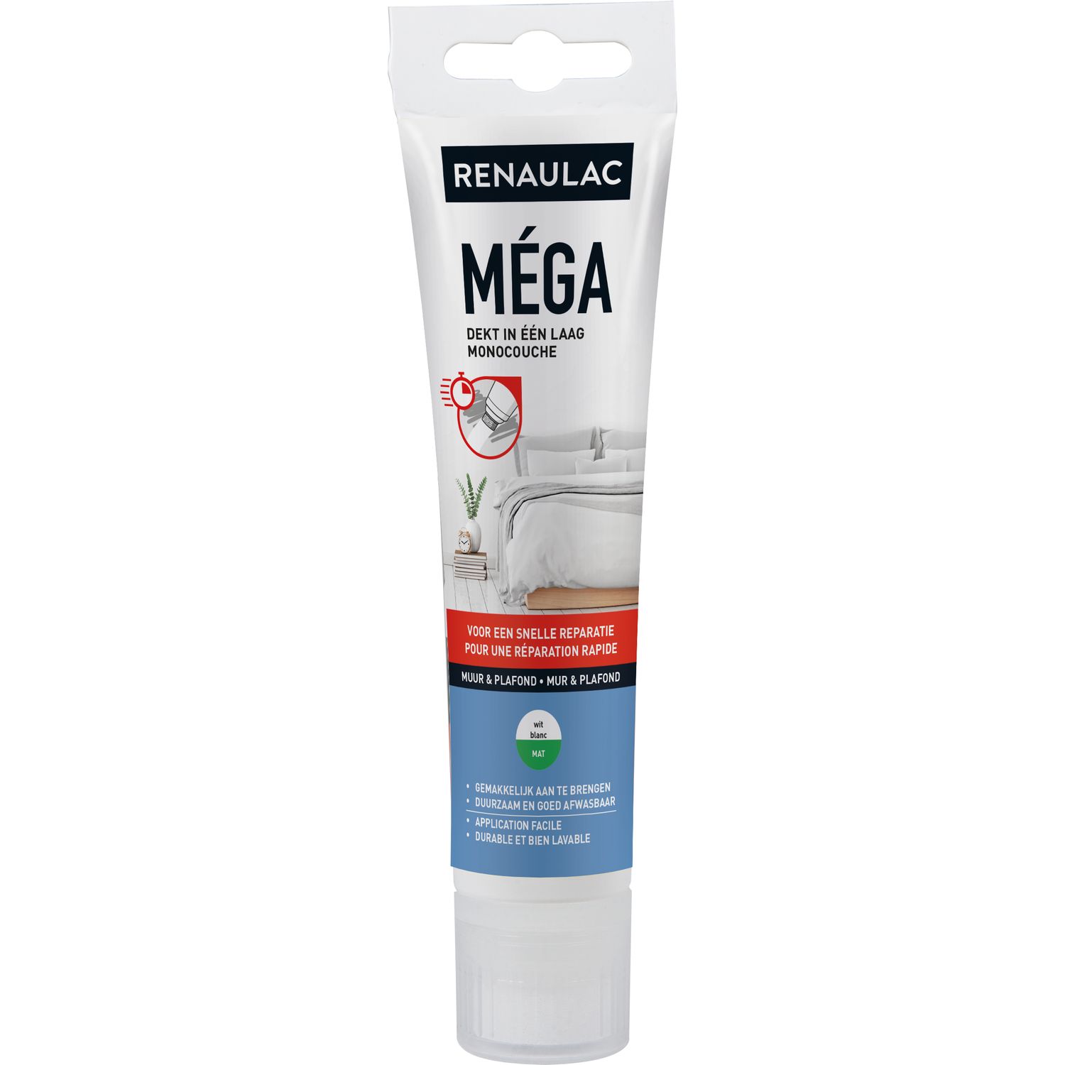 RENAULAC Dispersieverf  Mega Ral9010 Mat 140gr