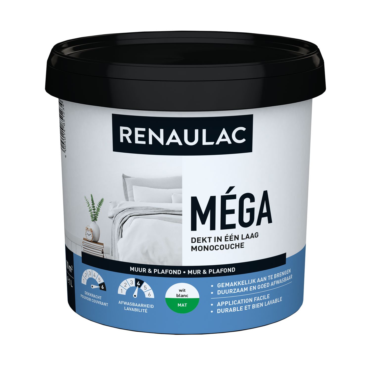 RENAULAC Latex Méga Mat Wit 1l