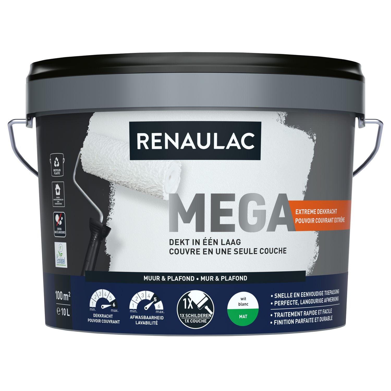 RENAULAC Latex Méga Mat Wit 10l