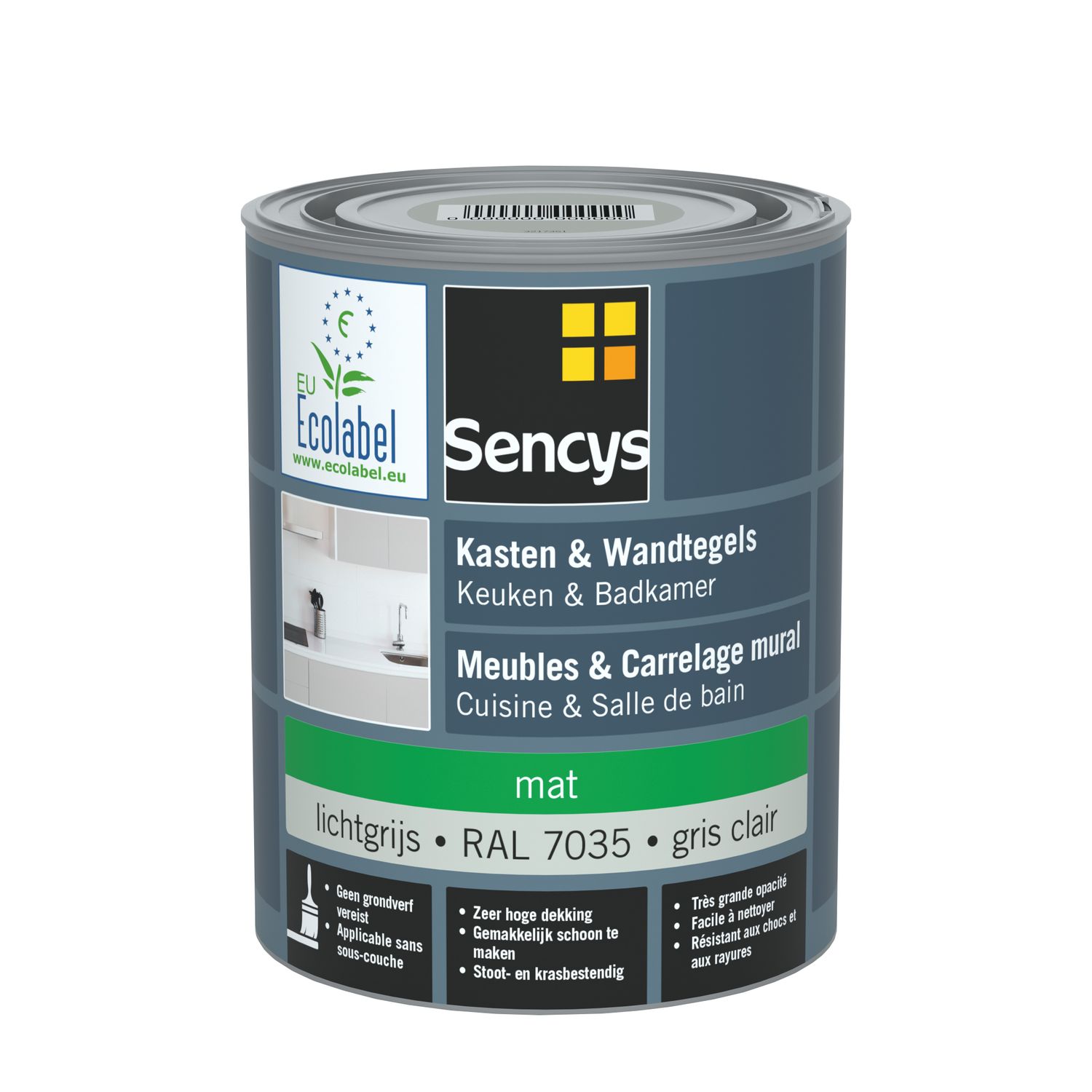 Sencys Lak Voor Wandtegels & Meubels, Keuken & Badkamer Ral7035 Mat 750ml