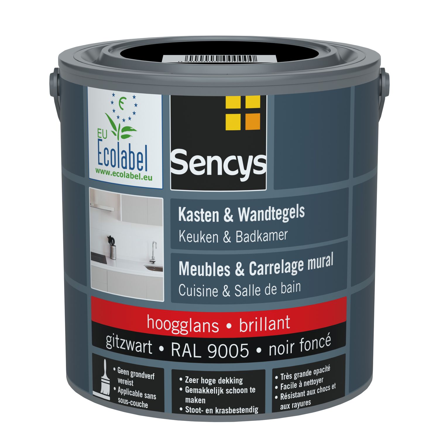 Sencys Lak Voor Wandtegels & Meubels, Keuken En Badkamer Ral9005 Glans 2.5l