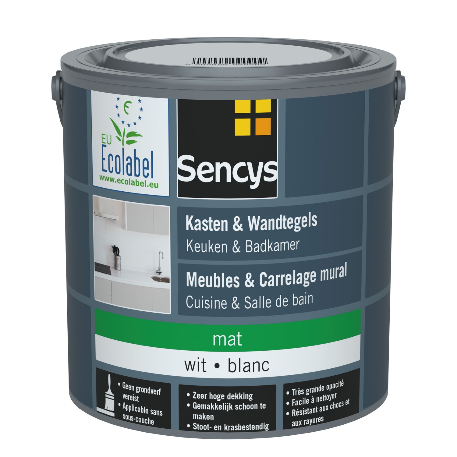 Sencys Lak Voor Wandtegels En Meubels, Keuken & Badkamer Wit 2,5l Mat