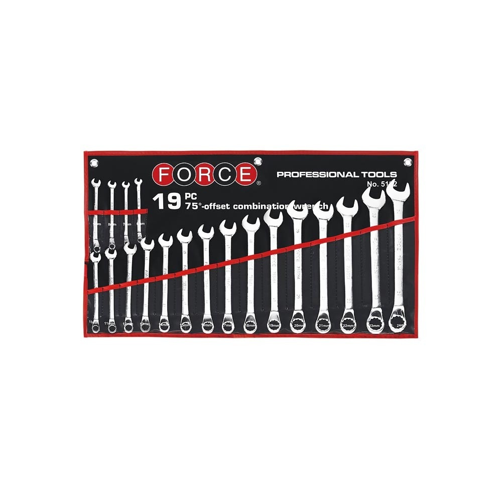 Force 75° Steekringsleutelset 19-delig