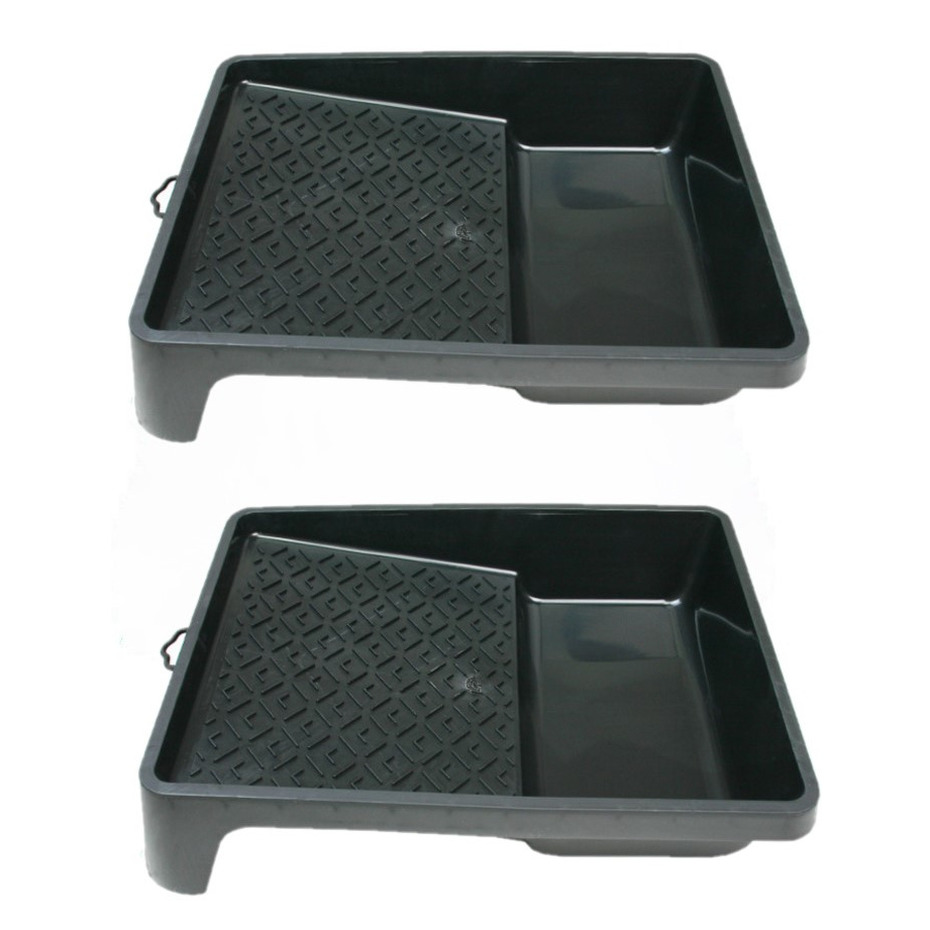 Veba 4x stuks verfbakjes voor verfrollers/lakrollers zwart tot 18 cm -