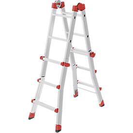 Hailo M80 multifunctionele ladder 4x3 sporten gemaakt van aluminium, te gebruiken als trapladder en enkele ladder, werkhoogte tot 3,71 m