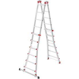 Hailo M80 multifunctionele ladder 4x6 sporten gemaakt van aluminium, te gebruiken als trapladder, enkele ladder en trapladder, werkhoogte tot 6,75 m