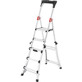 Hailo TL100 aluminium telescopische ladder Topline, 3 - 5 treden, tot 309 cm, antislip, met opbergbak, tot 150 kg