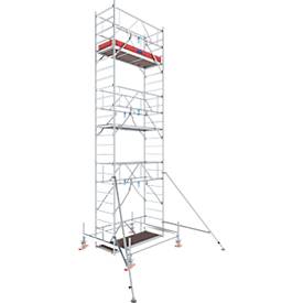 Aluminium rolsteiger Stabilo serie 100, 200 kg/m, TV-gekeurd, geremde wielen, B 750 x D 2000 x H 7500 mm