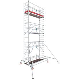 Aluminium rolsteiger Stabilo serie 100, 200 kg/m, TV-gekeurd, geremde wielen, B 750 x D 2500 x H 7500 mm