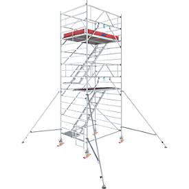 KRAUSE Aluminium rolsteiger  Serie 5500, 200 kg/m², TÜV-gekeurd, geremde wielen, B 1500 x D 2000 x H 6300 mm