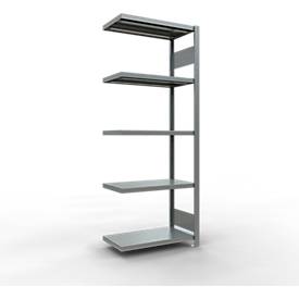 Schulte Lagertechnik MULTIplus 250 boutloos rekkensysteem, aanbouwvak, lengte bout, 2000x750x400 mm, 5 legborden, gegalvaniseerd