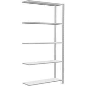 Schulte Lagertechnik MultiPlus250 rekkensysteem zonder schroeven, aanbouwrek, 5 legborden, dwarsverbindingen, B 1000 x D 300 x H 2000 mm, lichtgrijs RAL 7035