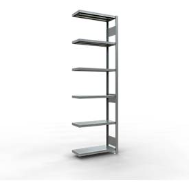 Schulte Lagertechnik MULTIplus 250 boutloos rekkensysteem, boutloze aanbouwstelling, lengte bout, 2500x750x300 mm, 6 legborden, verzinkt