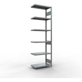 Schulte Lagertechnik MULTIplus 250 boutloos rekkensysteem, boutloos aanbouwvak, lengte bout, 2500x750x400 mm, 6 legborden, verzinkt