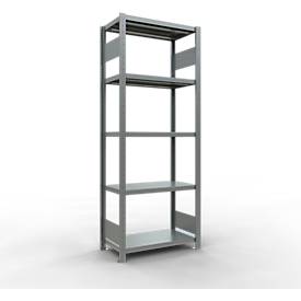 Schulte Lagertechnik MULTIplus 250 boutloos rekkensysteem, basisrek, lengte bout, 2000x750x400 mm, 5 legborden, gegalvaniseerd