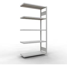 Schulte Lagertechnik MULTIplus 250 rekkensysteem zonder grendel, lengte grendel, 2000x1000x400 mm, 5 legborden, lichtgrijs
