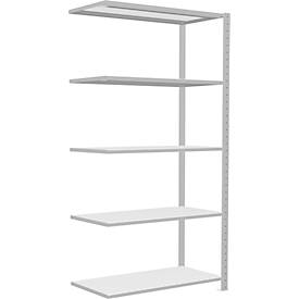 Schulte Lagertechnik MultiPlus250 rekkensysteem zonder schroeven, aanbouwrek, 5 legborden, dwarsverbindingen, B 1000 x D 500 x H 2000 mm, lichtgrijs RAL 7035
