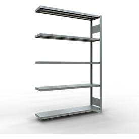 Schulte Lagertechnik MULTIplus 250 boutloos rekkensysteem, boutloos aanbouwvak, lengte bout, 2000x1300x300 mm, 5 legborden, verzinkt
