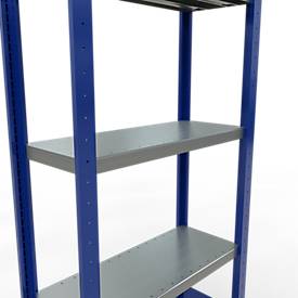 Schulte Lagertechnik MULTIplus 250 boutloos rekkensysteem, basisrek, lengte bout, 2000x750x300 mm, 5 legborden, gentiaanblauw/verzinkt