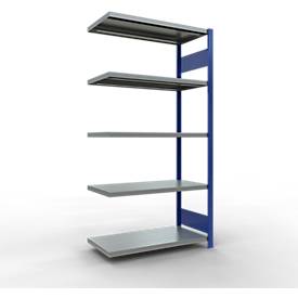 Schulte Lagertechnik MULTIplus 250 boutloos rekkensysteem, boutloze aanbouwstelling, lengte bout, 2000x1000x500 mm, 5 legborden, gentiaanblauw/verzinkt