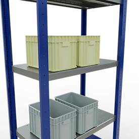 Schulte Lagertechnik MULTIplus 250 boutloos rekkensysteem, basisrek, lengte bout, 2000x750x400 mm, 5 legborden, gentiaanblauw/verzinkt
